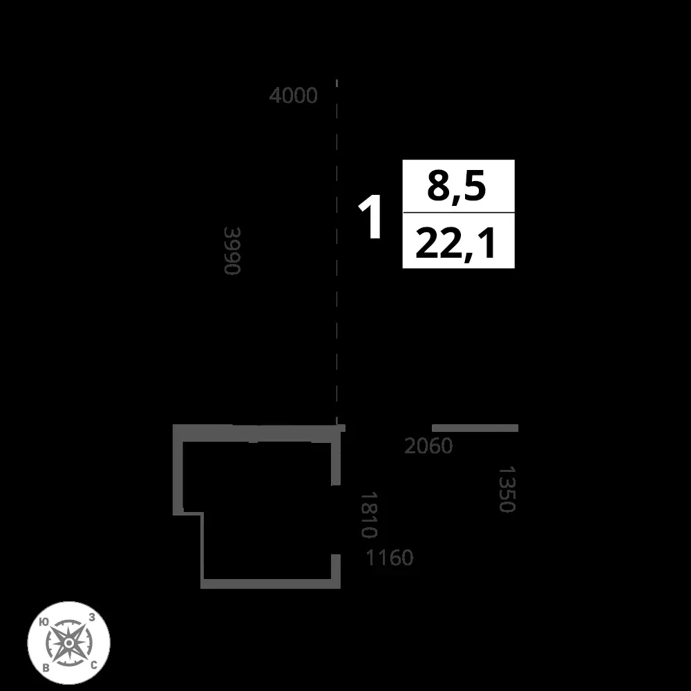 Студия, 22,1 м² — 8 564 634 ₽