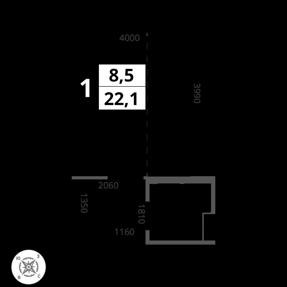 Студия, 22,1 м² — 8 564 634 ₽