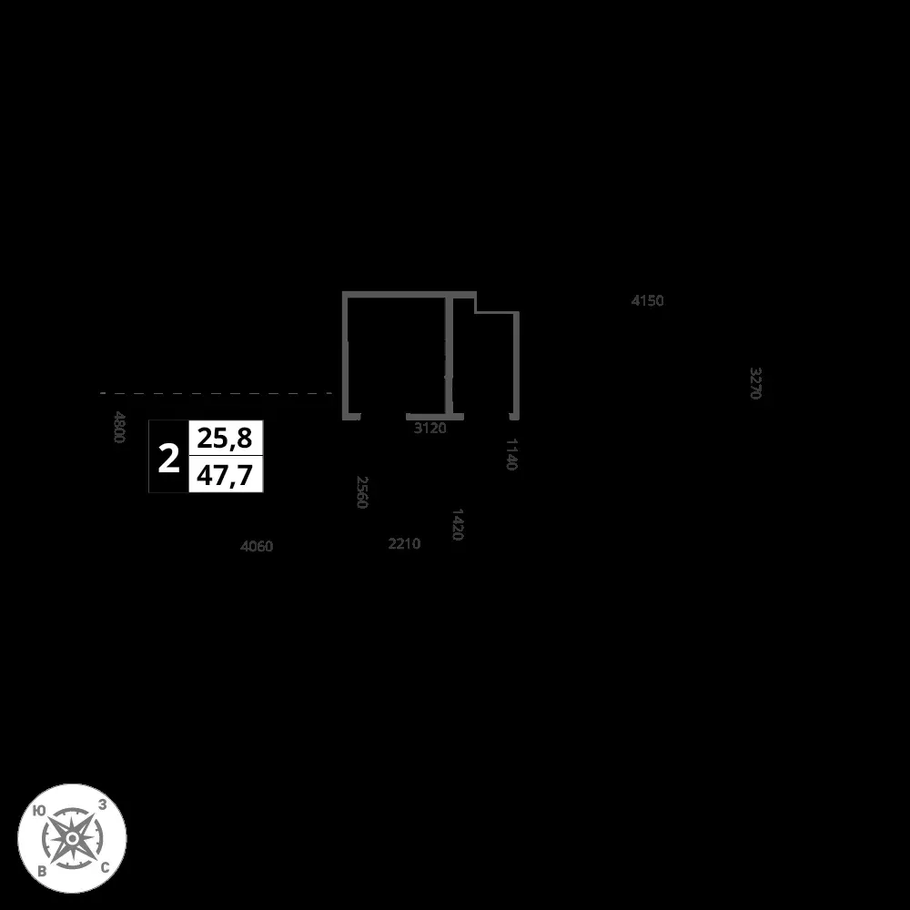 2-комнатная, 47,7 м² — 17 870 996 ₽