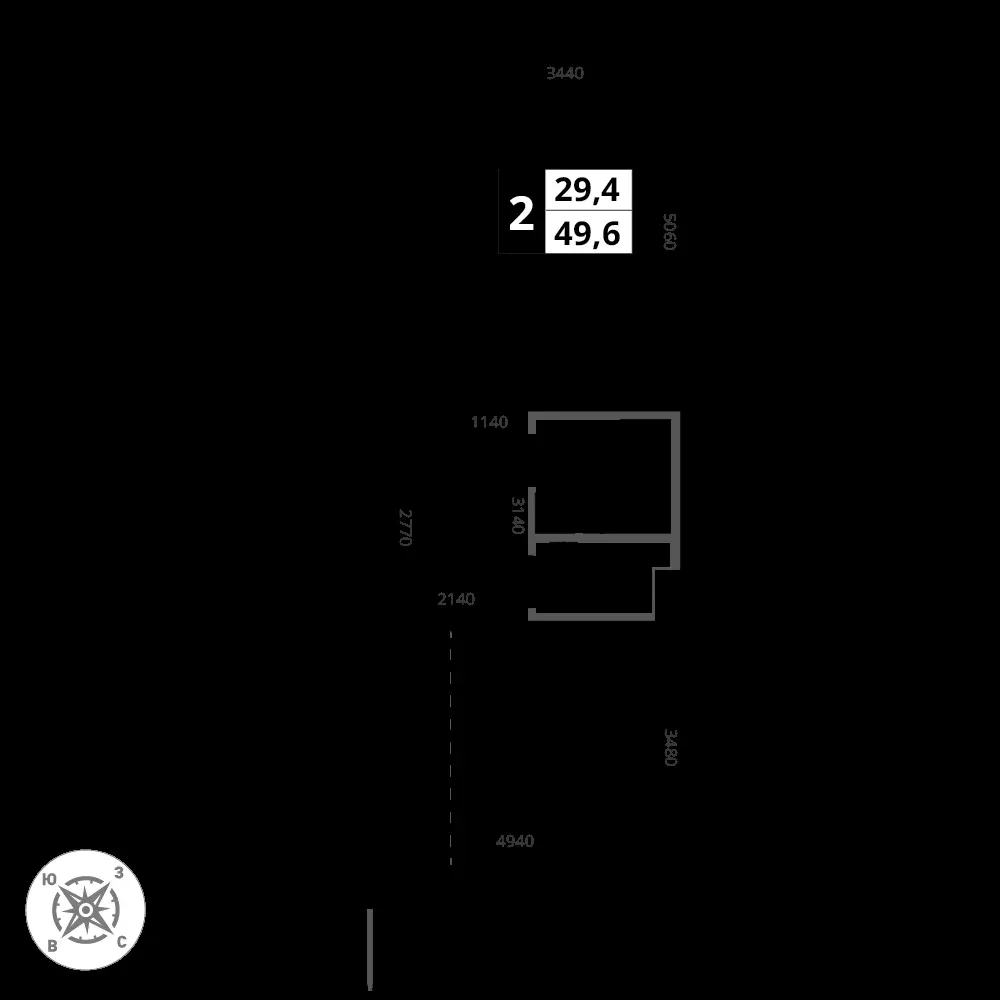 2-комнатная, 49,6 м² — 18 364 102 ₽