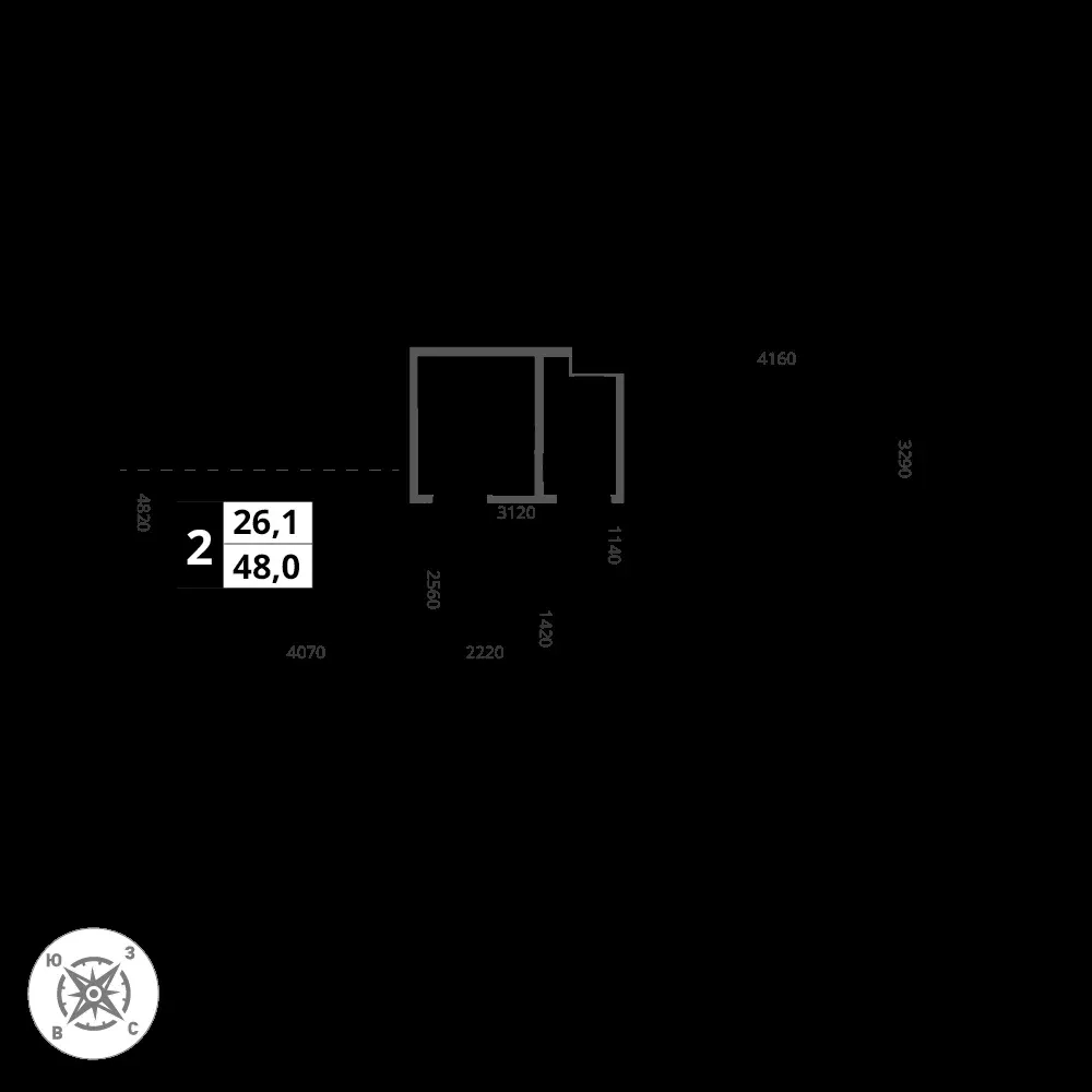 2-комнатная, 48 м² — 18 006 912 ₽