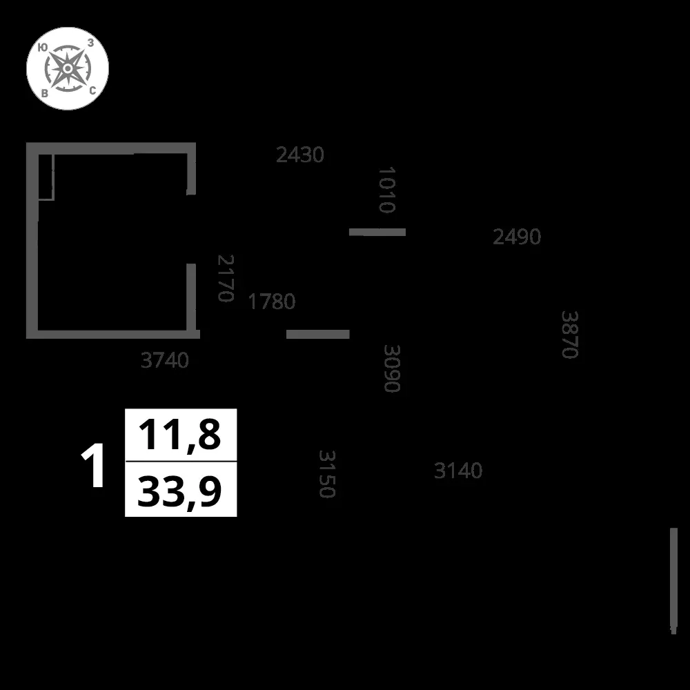 1-комнатная, 33,9 м² — 16 037 039 ₽