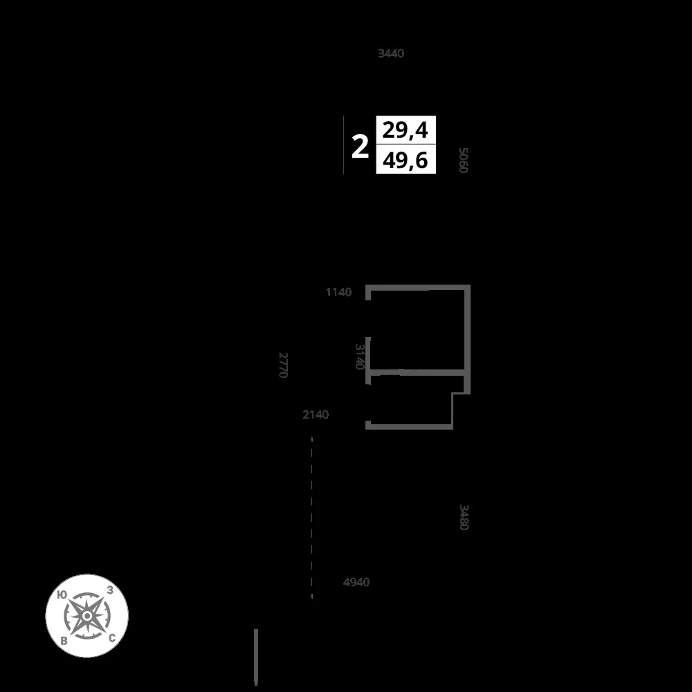 2-комнатная, 49,6 м² — 18 655 750 ₽