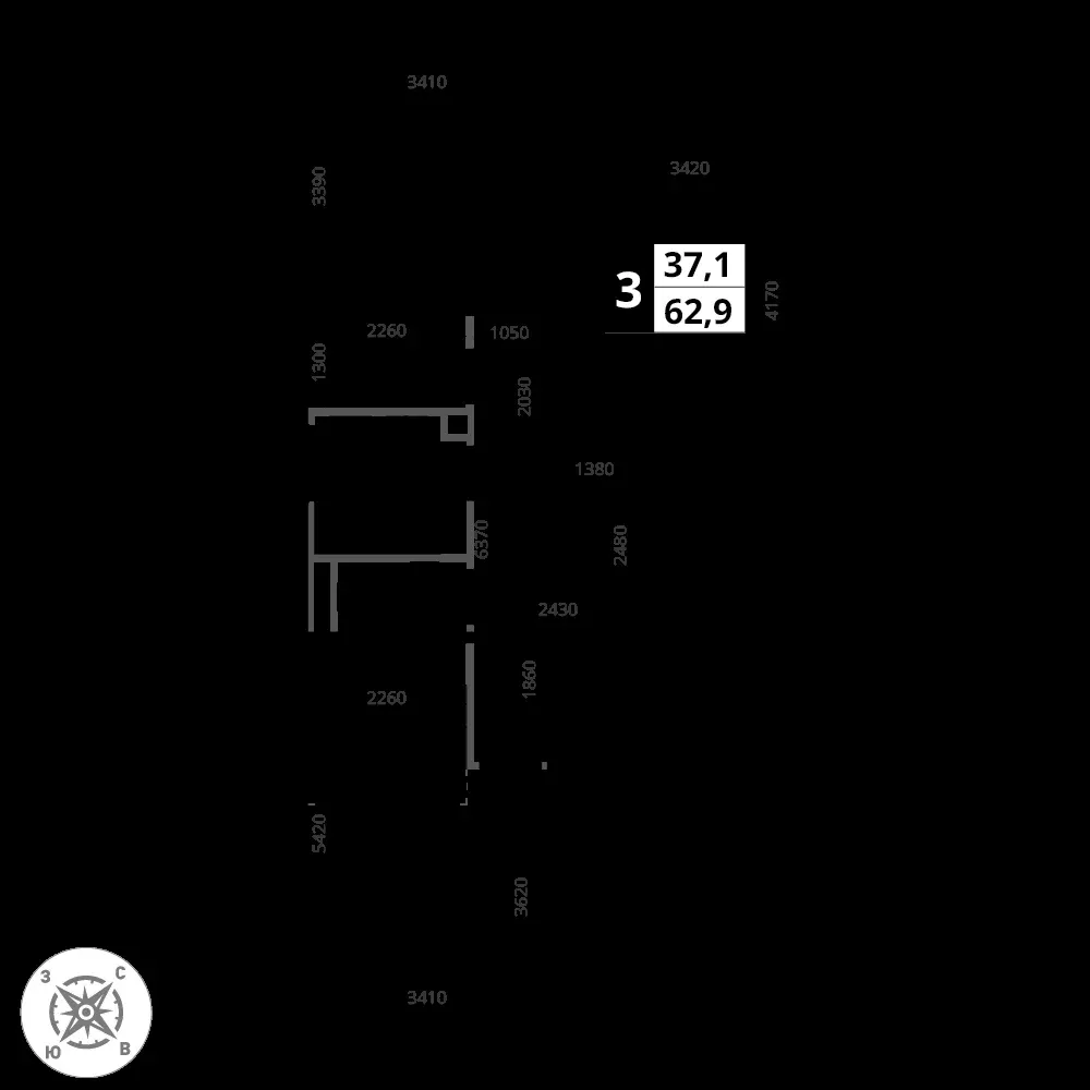 3-комнатная, 62,9 м² — 21 446 070 ₽