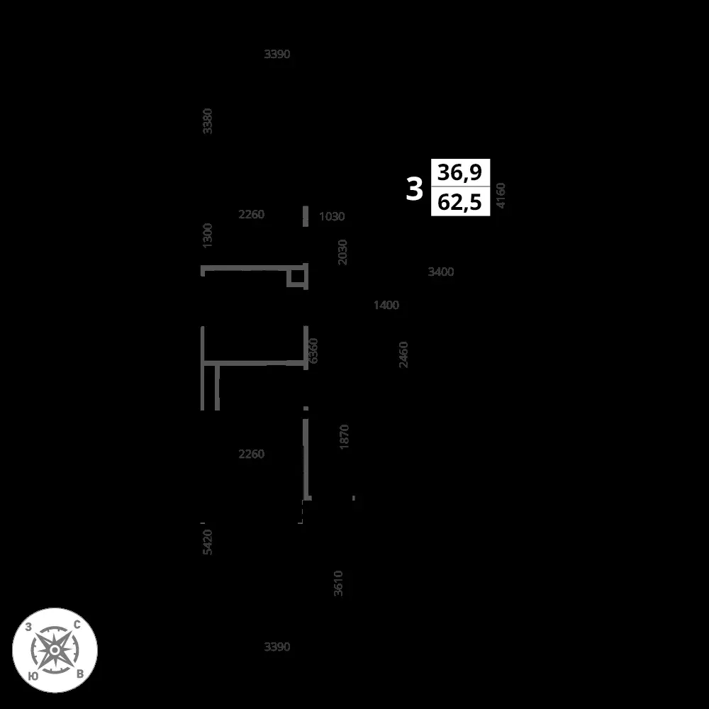 3-комнатная, 62,5 м² — 20 885 313 ₽