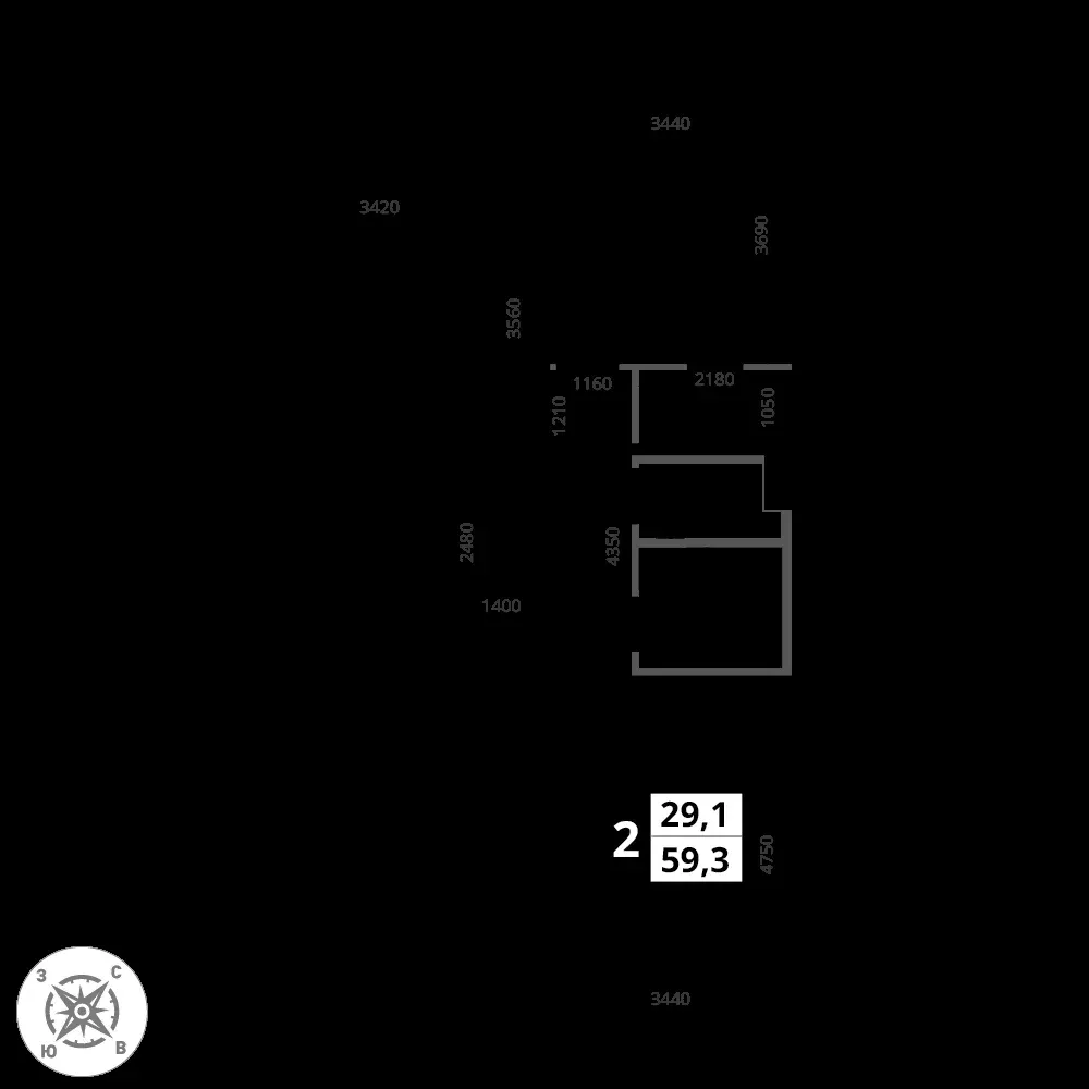 2-комнатная, 59,2 м² — 21 349 888 ₽