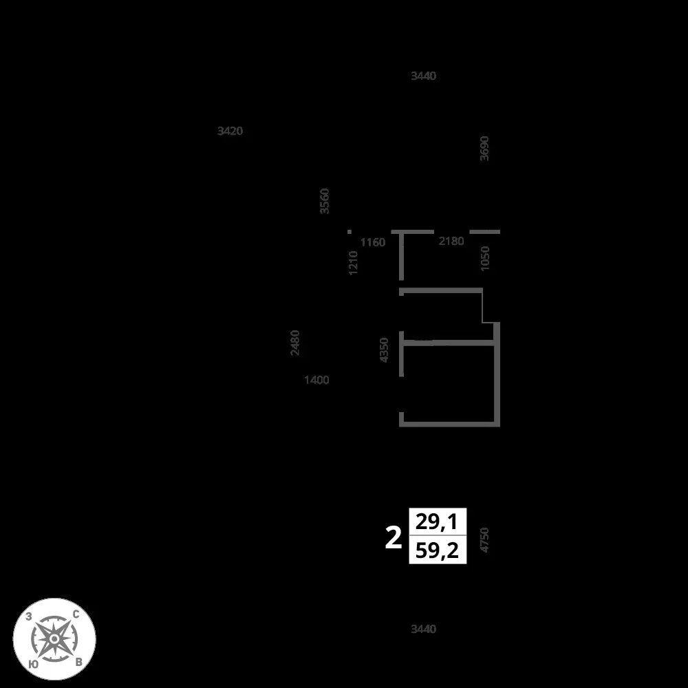 2-комнатная, 59,2 м² — 21 436 912 ₽
