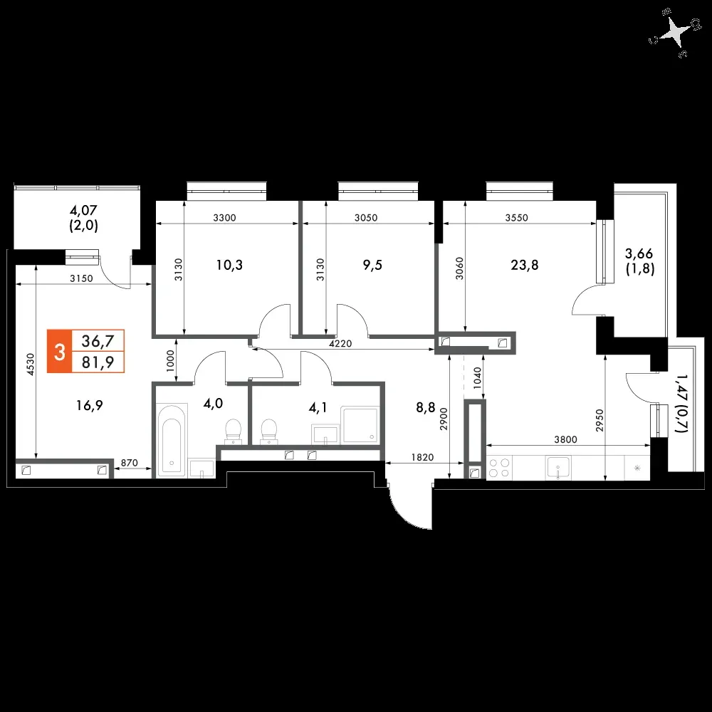 4-комнатная, 82 м² — 13 194 997 ₽