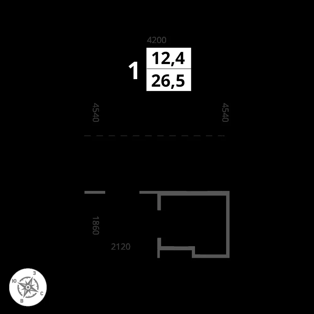 Студия, 26,5 м² — 7 427 632 ₽