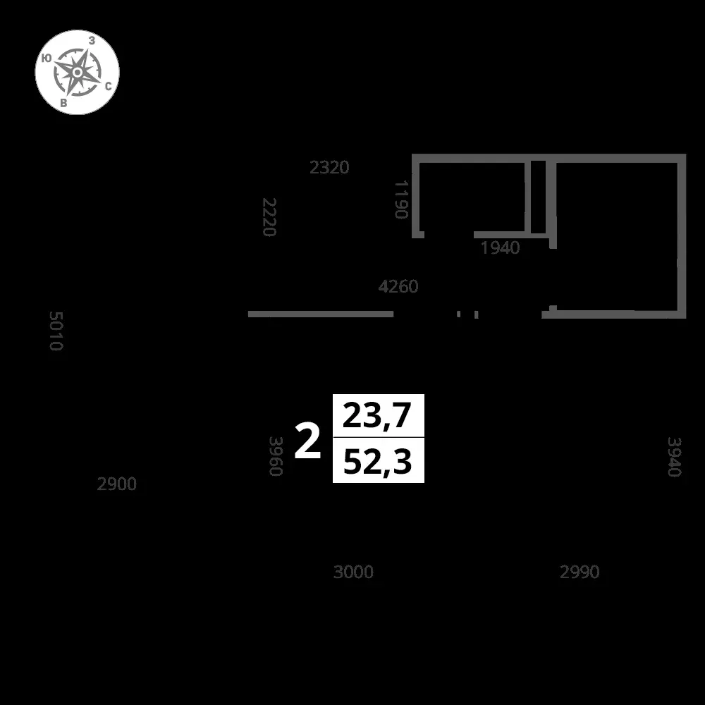 2-комнатная, 52,3 м² — 13 510 921 ₽