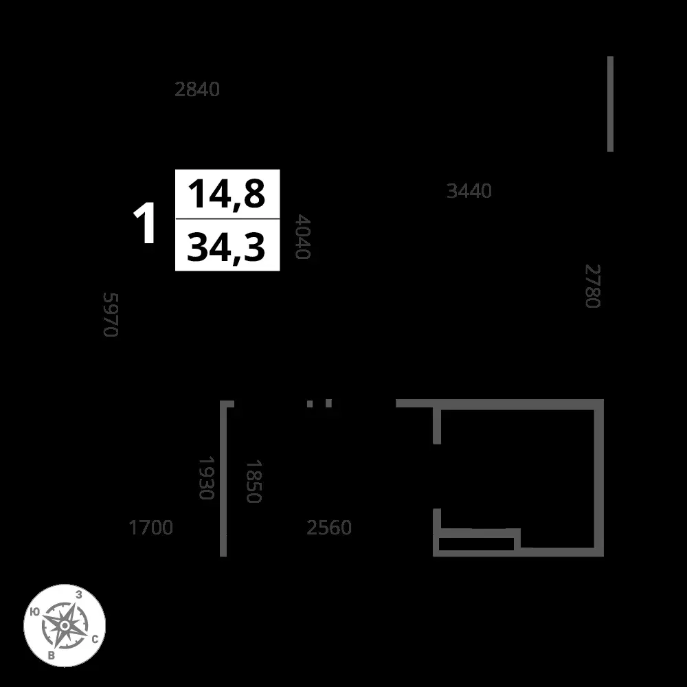 1-комнатная, 34,3 м² — 8 090 410 ₽