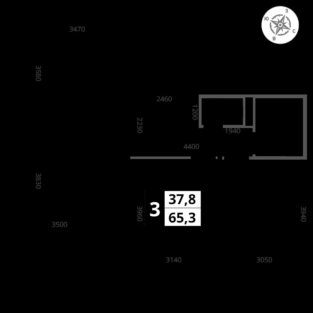3-комнатная, 65,3 м² — 14 023 044 ₽