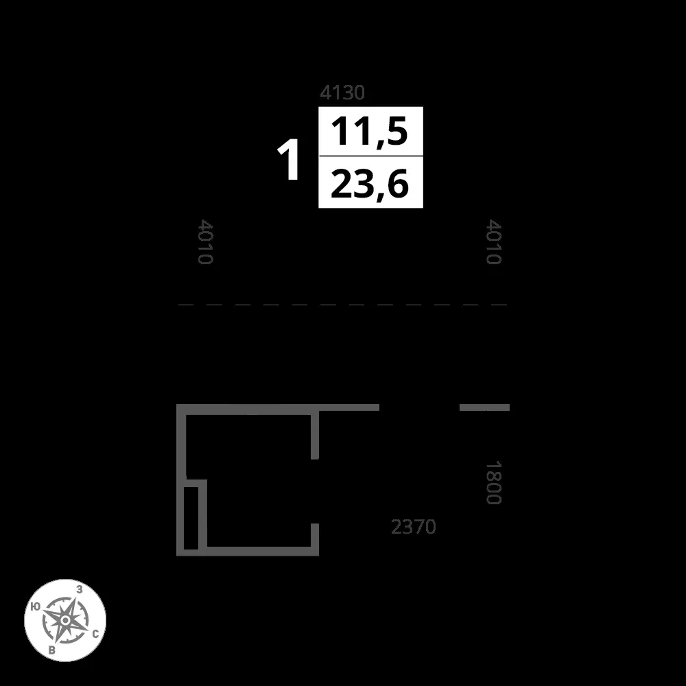1-комнатная, 23,6 м² — 6 598 654 ₽