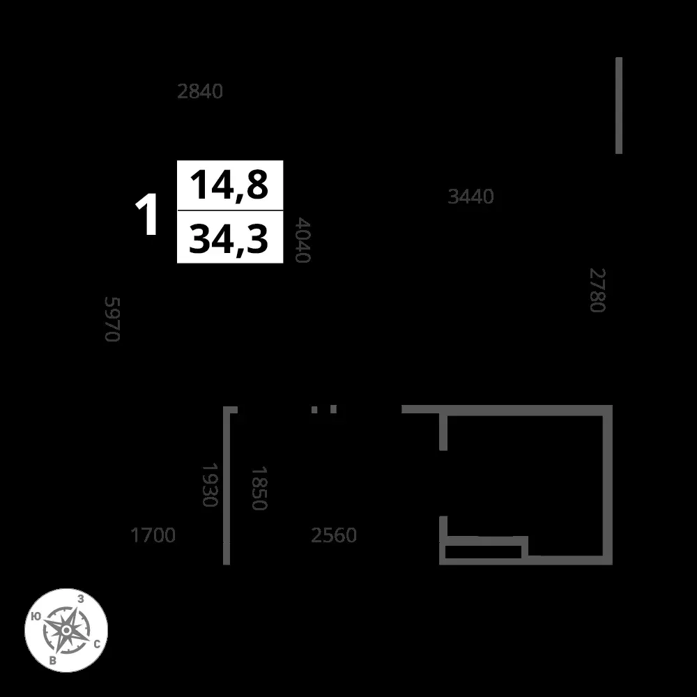 1-комнатная, 34,3 м² — 8 090 410 ₽