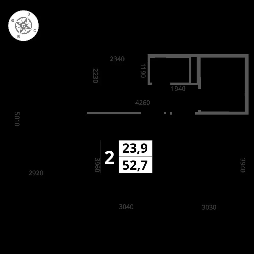2-комнатная, 52,7 м² — 13 618 312 ₽