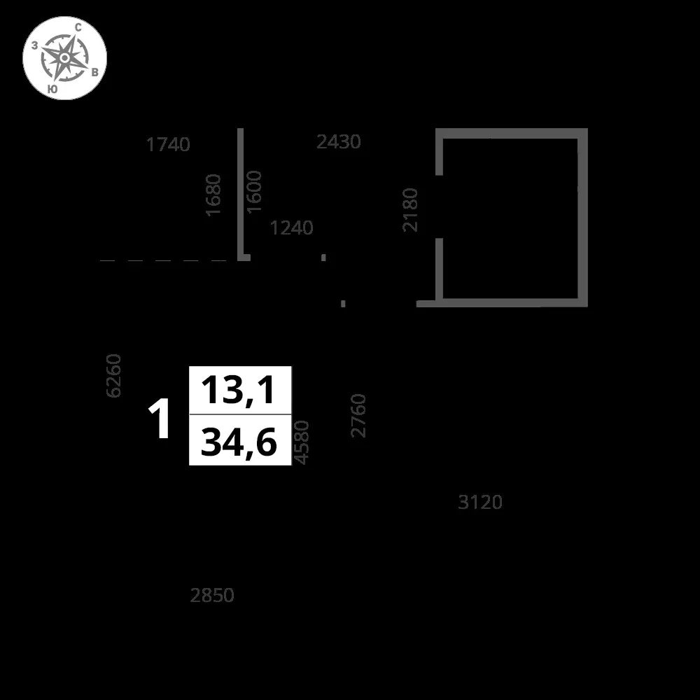 1-комнатная, 34,6 м² — 8 911 022 ₽