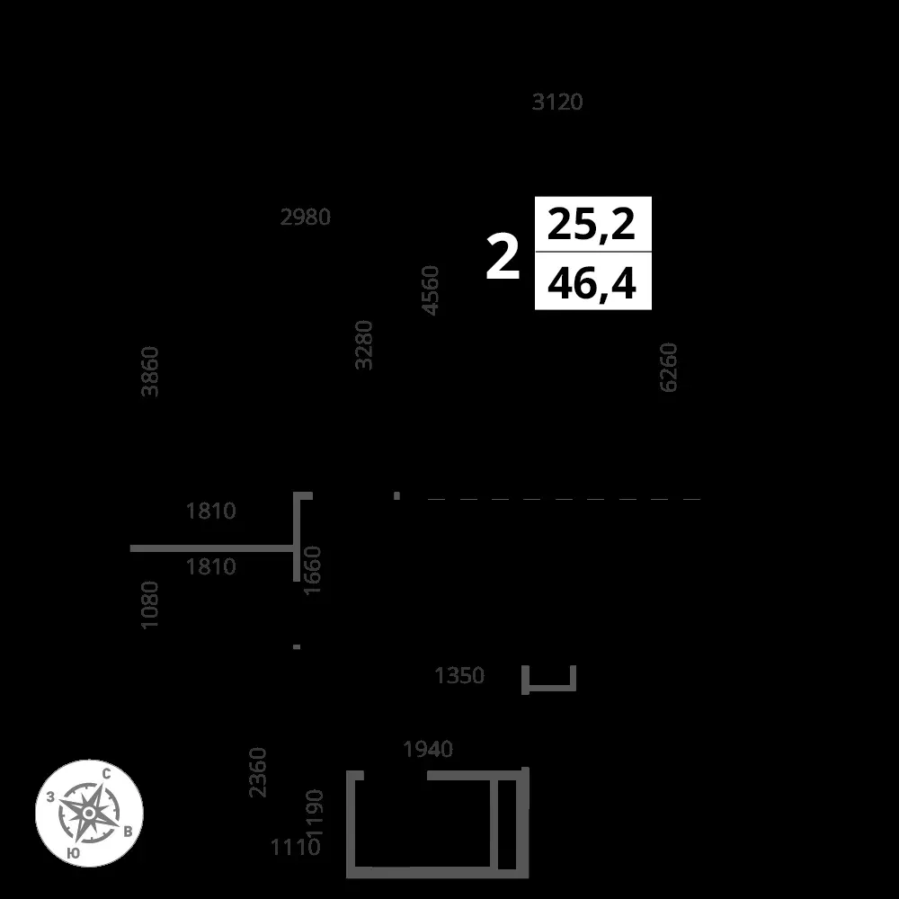 2-комнатная, 46,4 м² — 13 133 613 ₽