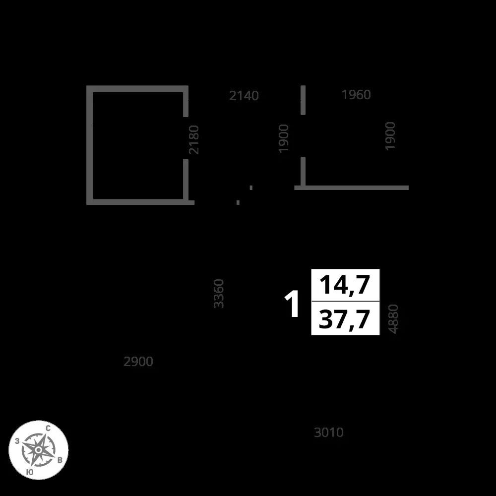 1-комнатная, 37,7 м² — 10 916 412 ₽