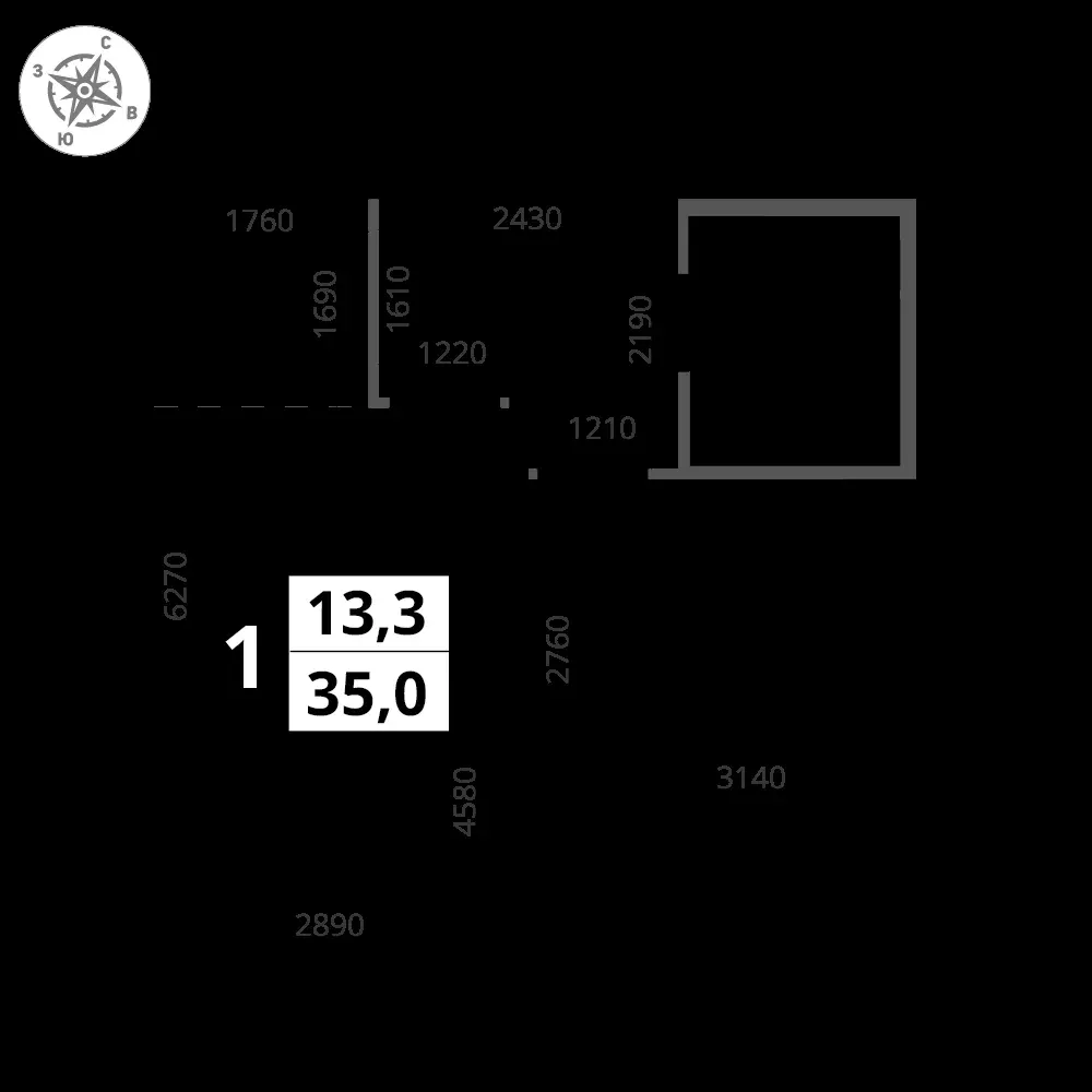 1-комнатная, 35 м² — 9 064 440 ₽