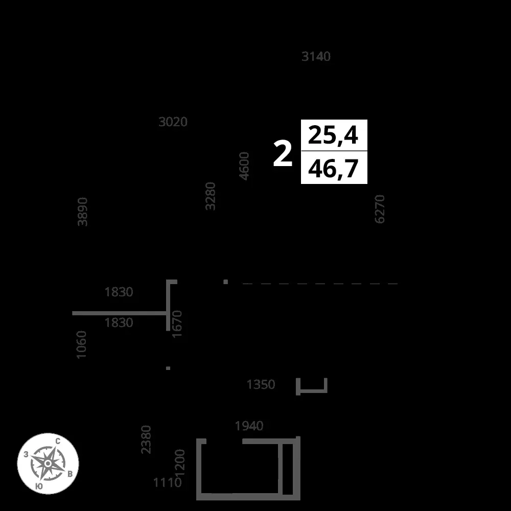 2-комнатная, 46,7 м² — 13 218 528 ₽