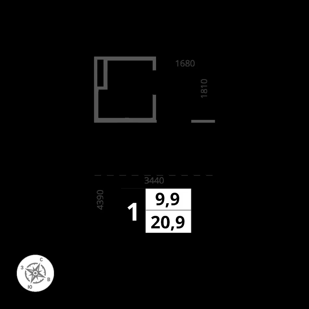 Студия, 20,9 м² — 6 758 642 ₽