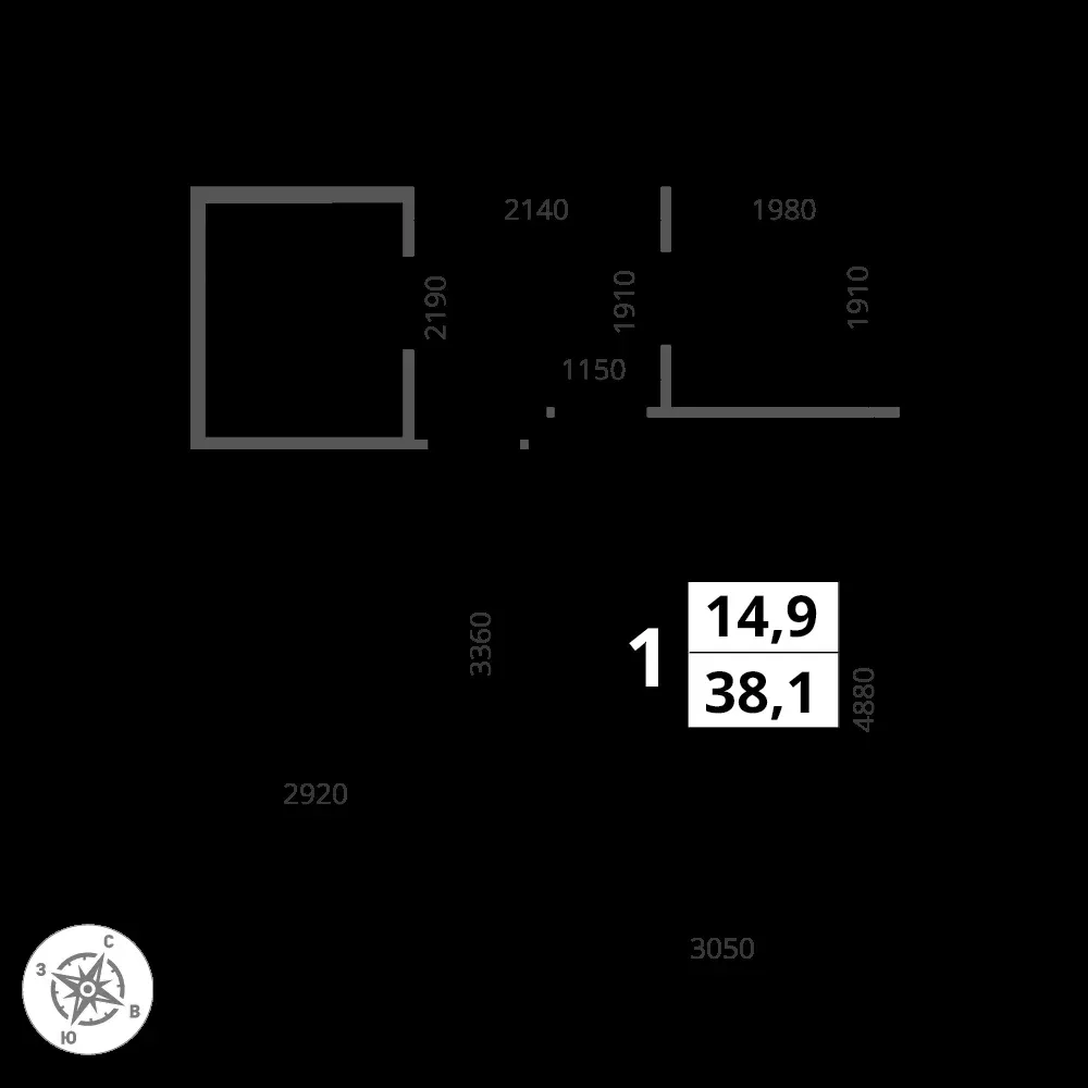 1-комнатная, 38,1 м² — 11 035 132 ₽