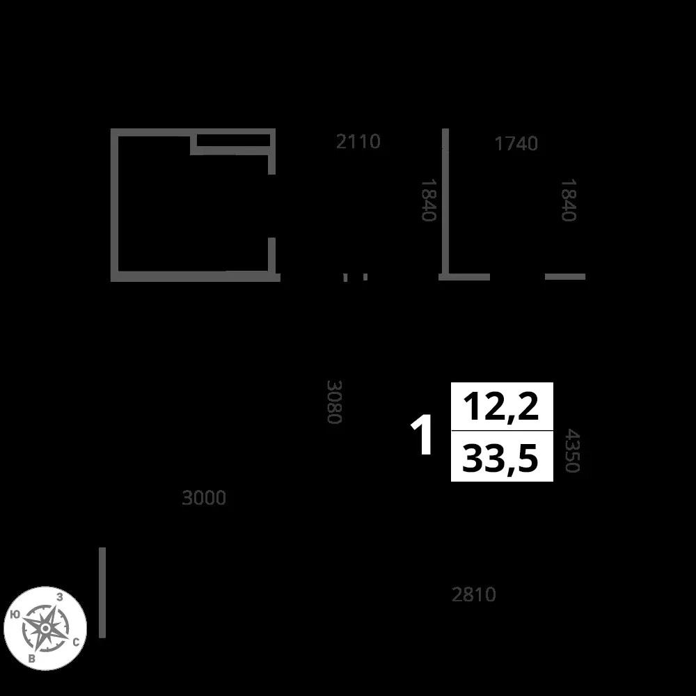 1-комнатная, 33,5 м² — 8 333 058 ₽