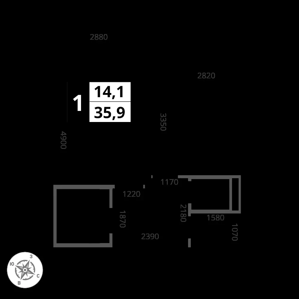 1-комнатная, 35,9 м² — 9 451 178 ₽