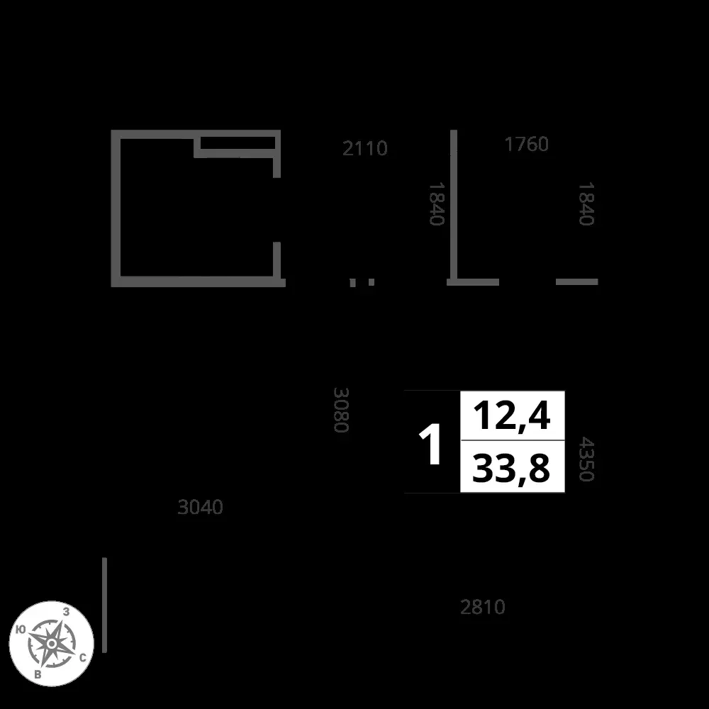 1-комнатная, 33,8 м² — 8 407 682 ₽