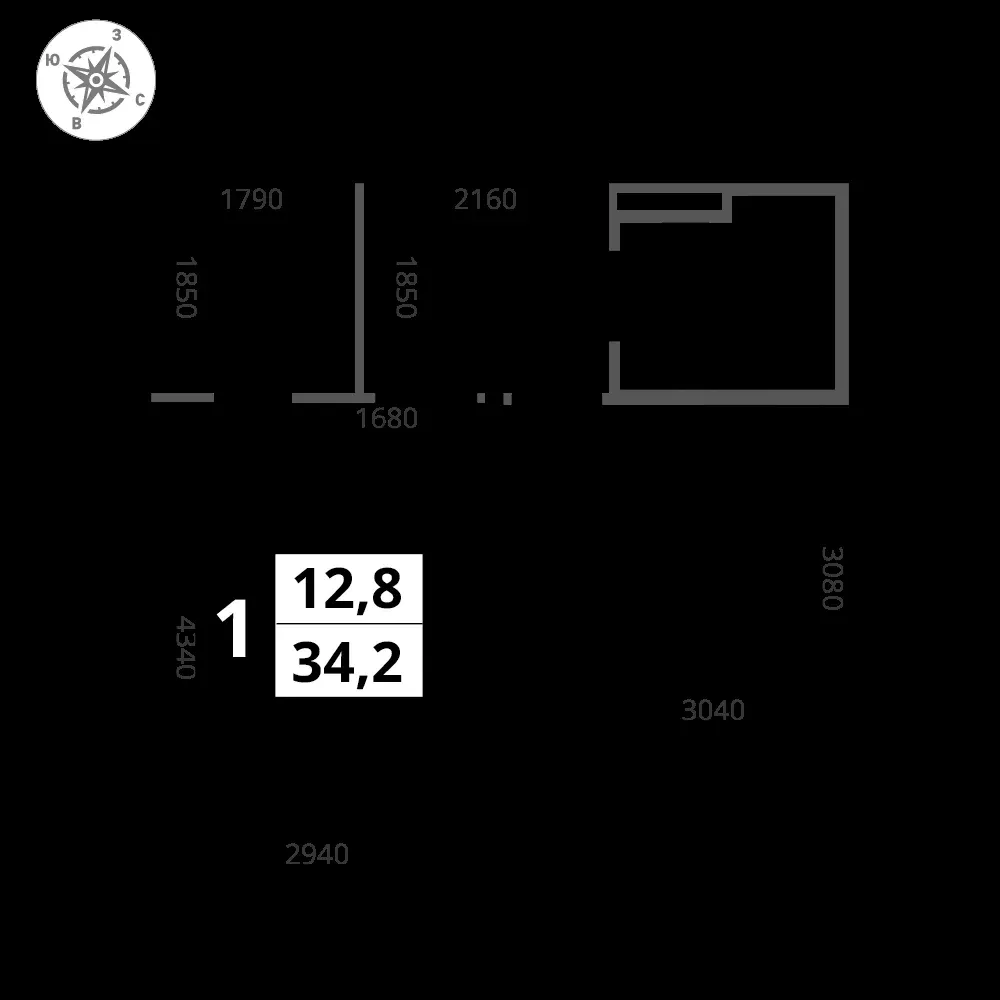 1-комнатная, 34,2 м² — 8 374 622 ₽