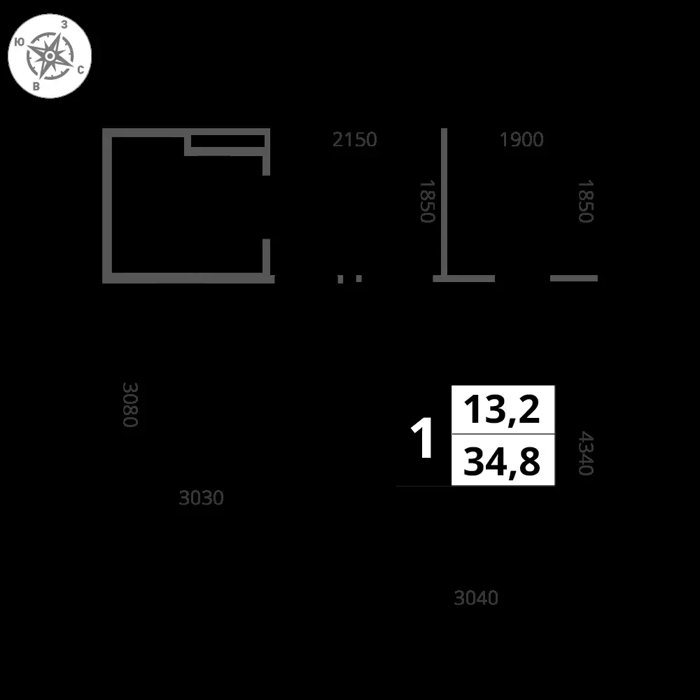 1-комнатная, 34,8 м² — 8 463 360 ₽