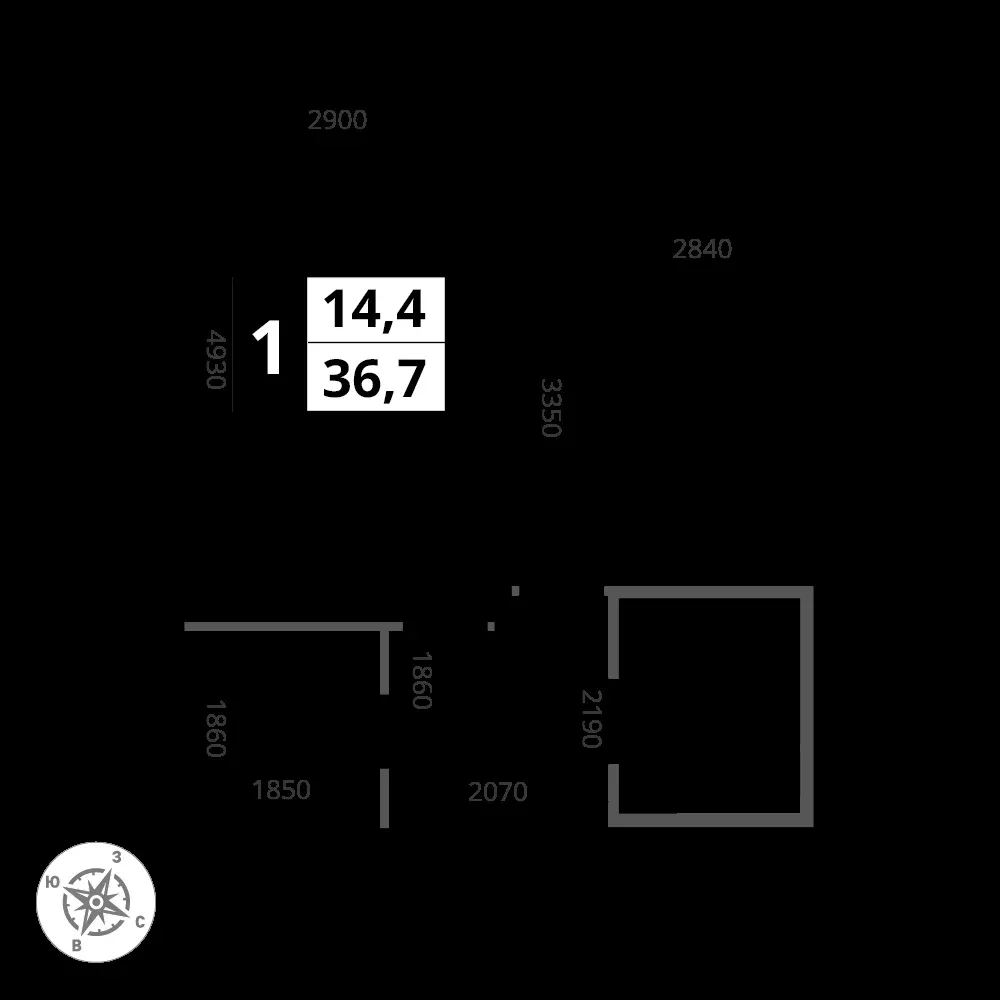 1-комнатная, 36,7 м² — 9 792 881 ₽
