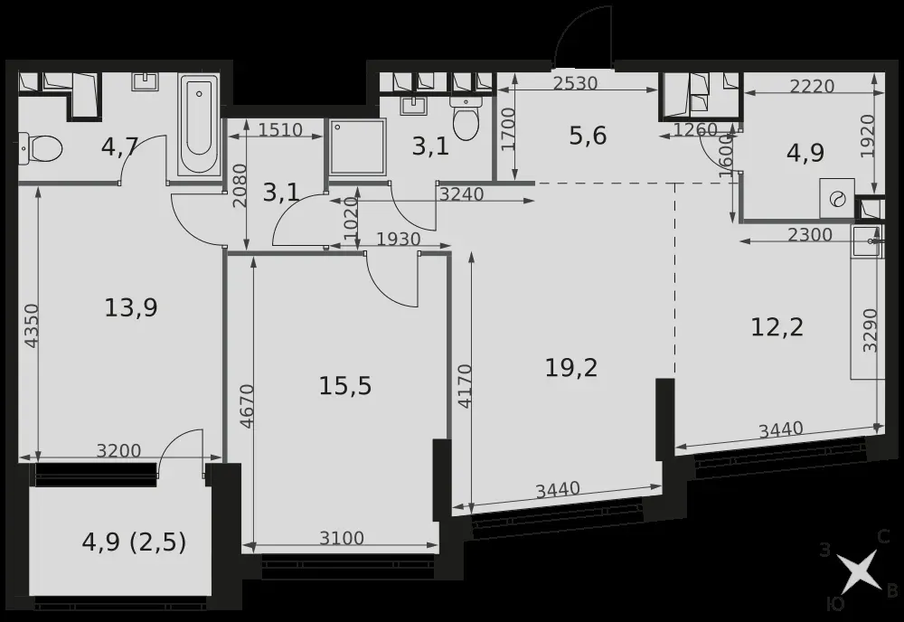 3-комнатная, 84,7 м² — 42 151 633 ₽