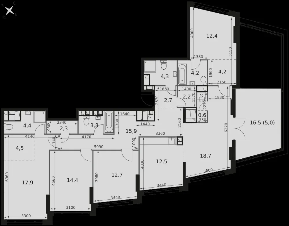 5-комнатная, 143,8 м² — 94 639 382 ₽