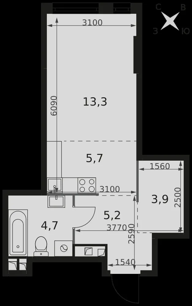 Студия, 32,8 м² — 26 234 850 ₽