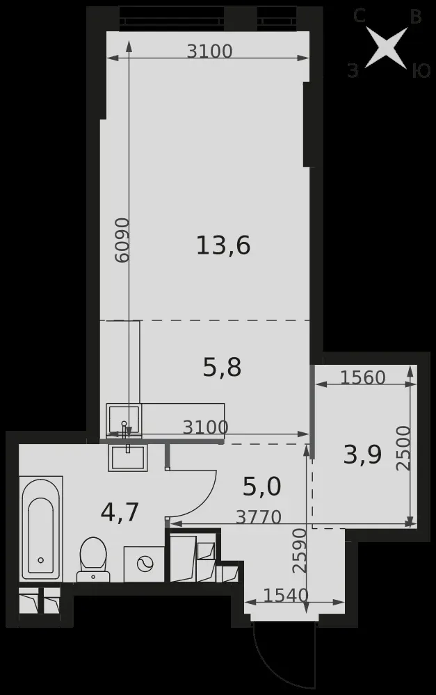 Студия, 33 м² — 25 264 074 ₽