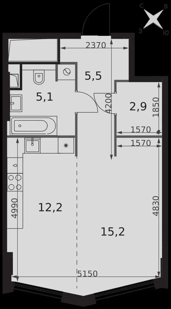 Студия, 40,9 м² — 28 972 415 ₽