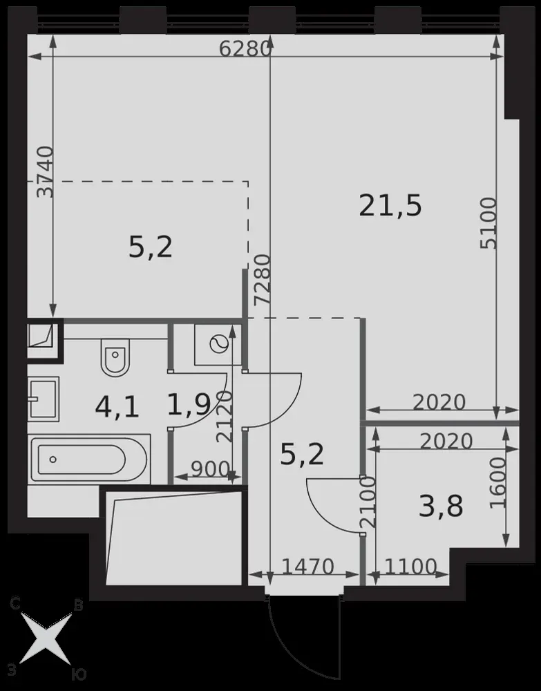 Студия, 41,7 м² — 29 861 370 ₽