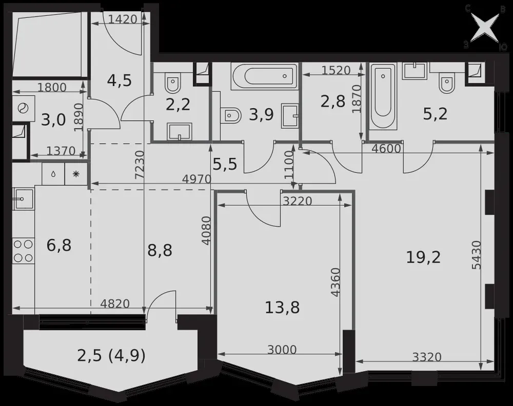 2-комнатная, 78,2 м² — 47 929 406 ₽