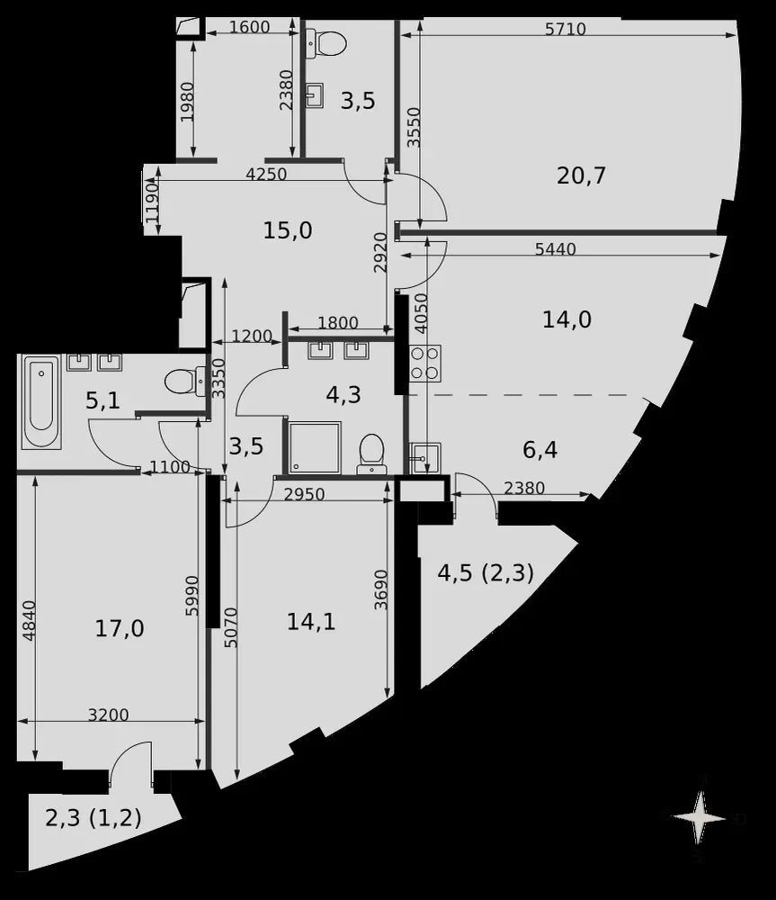 4-комнатная, 106,1 м² — 62 416 084 ₽