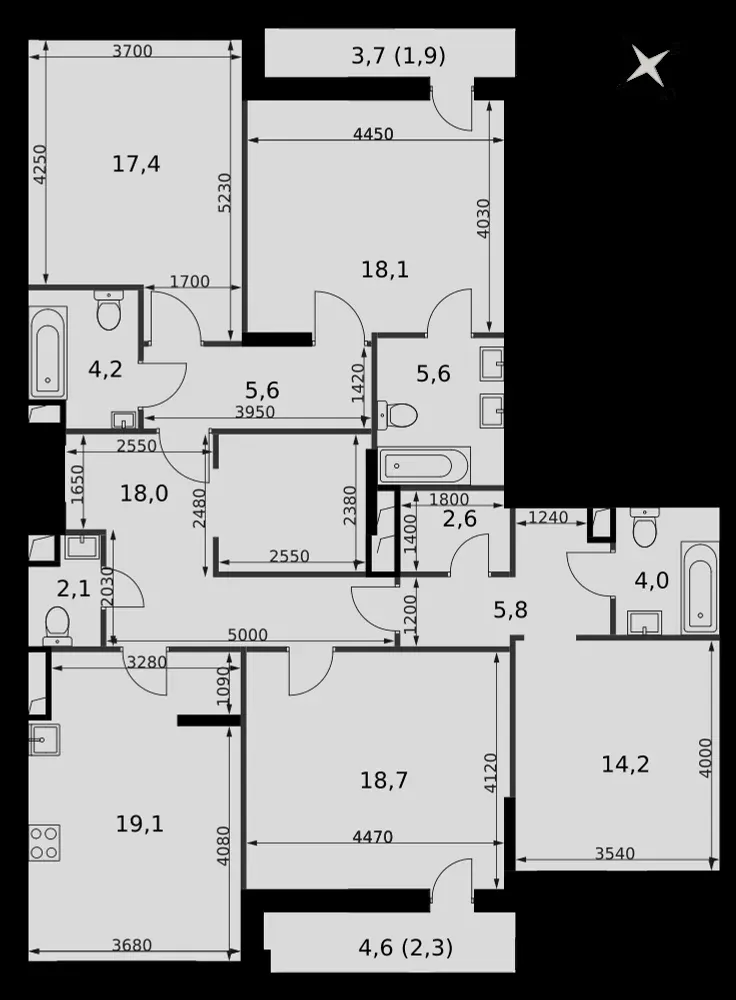 4-комнатная, 139,2 м² — 90 551 827 ₽