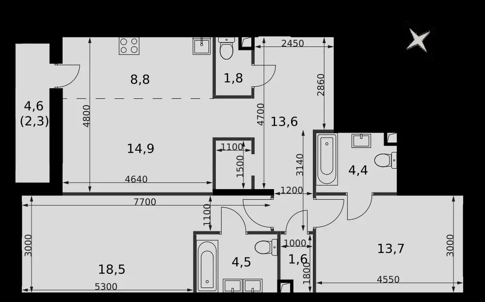 3-комнатная, 84,2 м² — 50 118 871 ₽