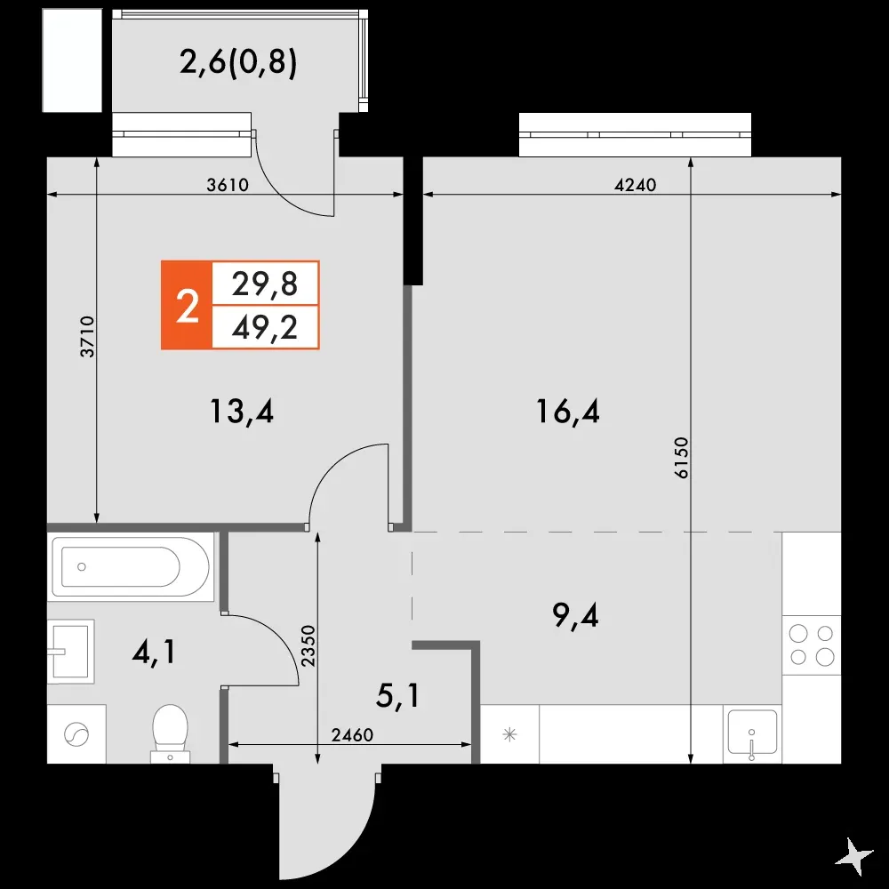 2-комнатная, 49,2 м² — 11 359 401 ₽