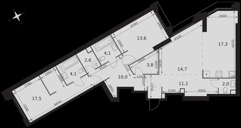 3-комнатная, 100,8 м² — 48 110 026 ₽
