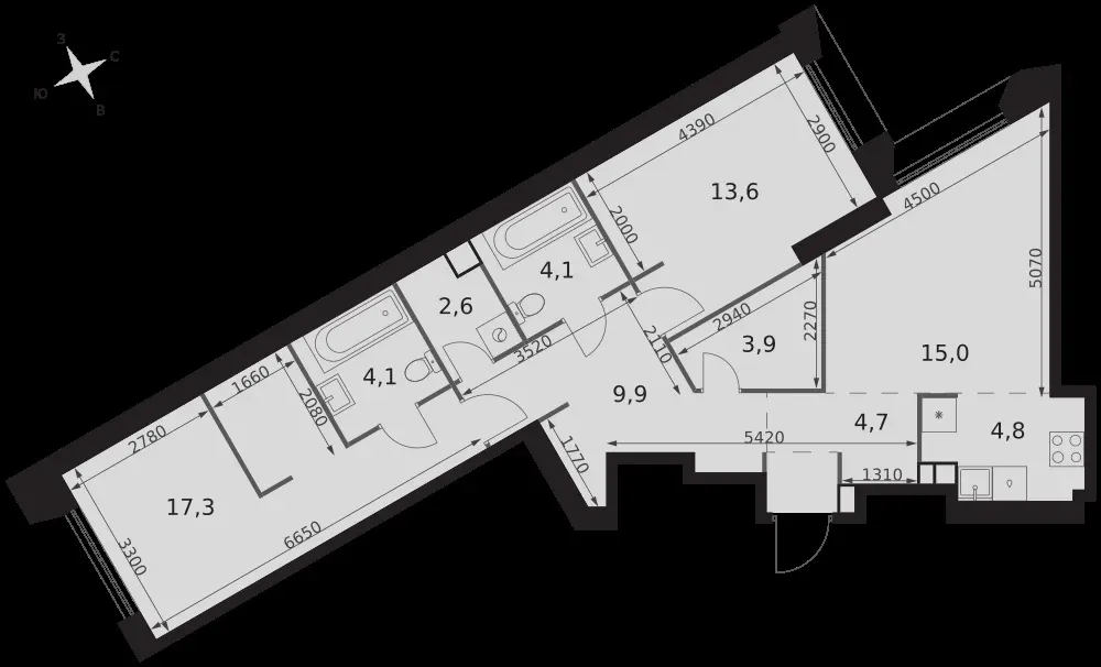 3-комнатная, 80 м² — 34 544 640 ₽