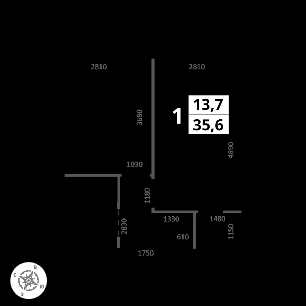1-комнатная, 35,6 м² — 17 751 014 ₽