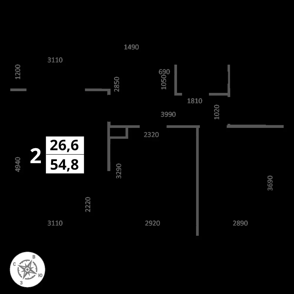 2-комнатная, 54,8 м² — 24 374 602 ₽