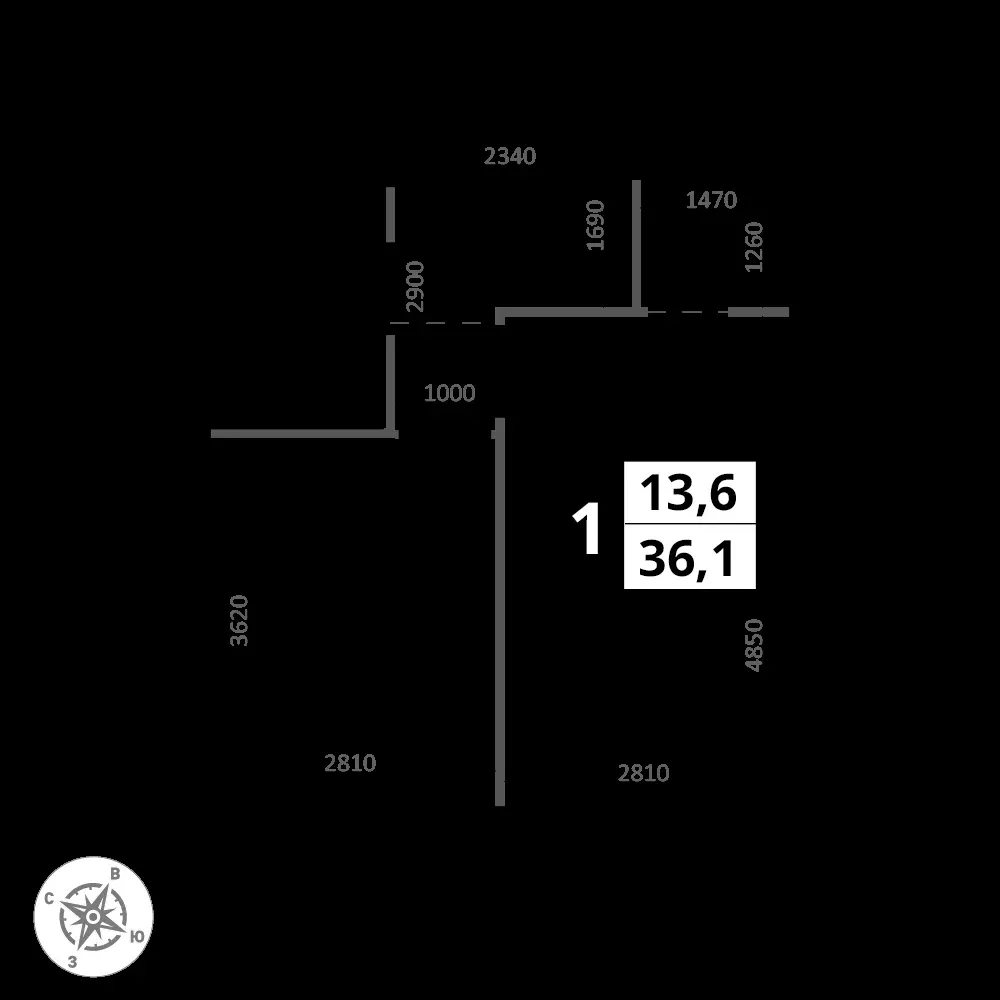 1-комнатная, 36,1 м² — 18 000 326 ₽