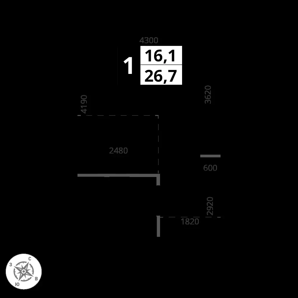 Студия, 26,7 м² — 16 172 831 ₽