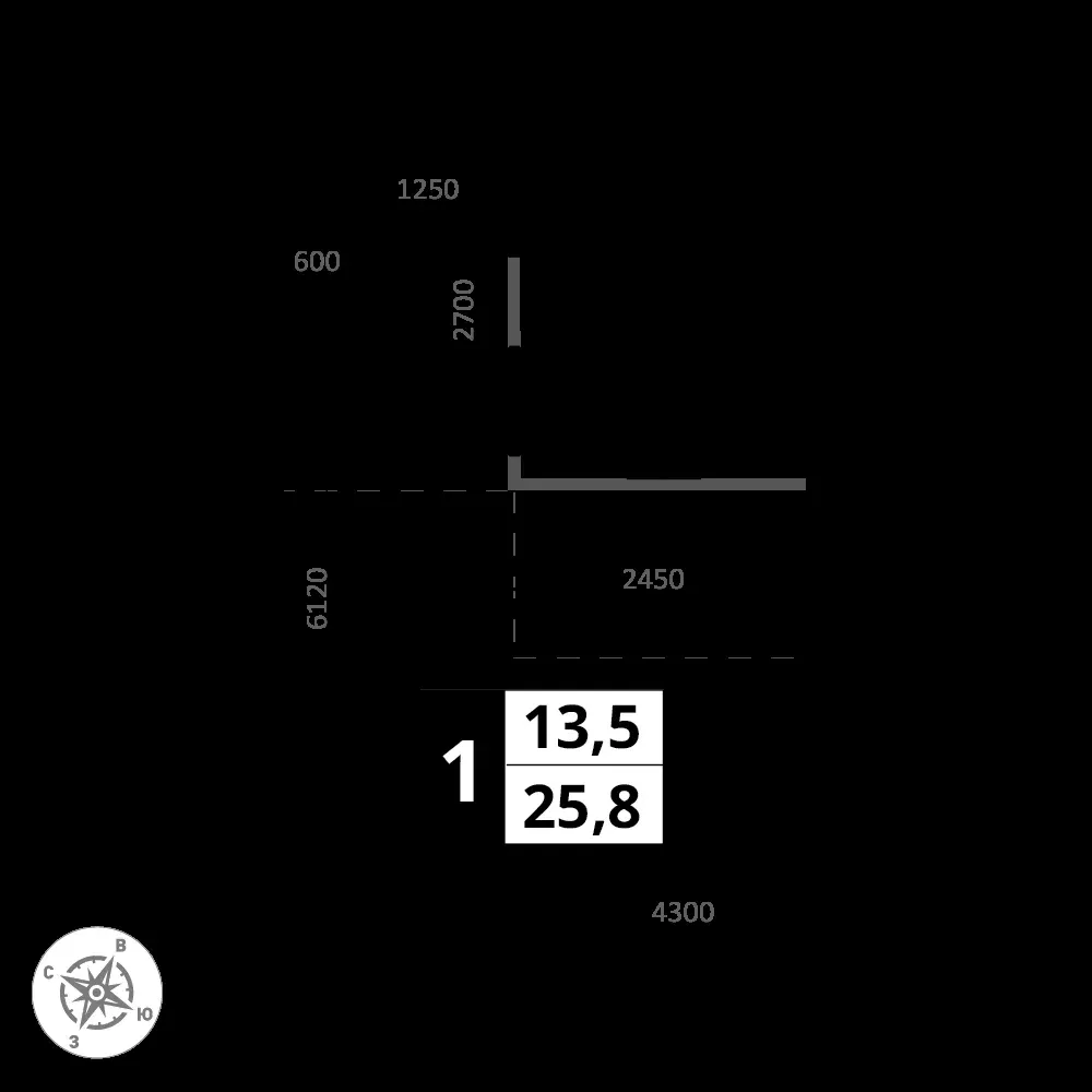 Студия, 25,8 м² — 16 856 482 ₽